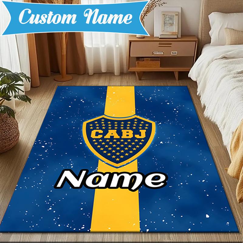 Custom Name Juniors FC Emblem Rug Game Carpet, Floor Mat for Bedroom Living Room Entryway Rug, Home Decor Idea Gift for Christmas birthday