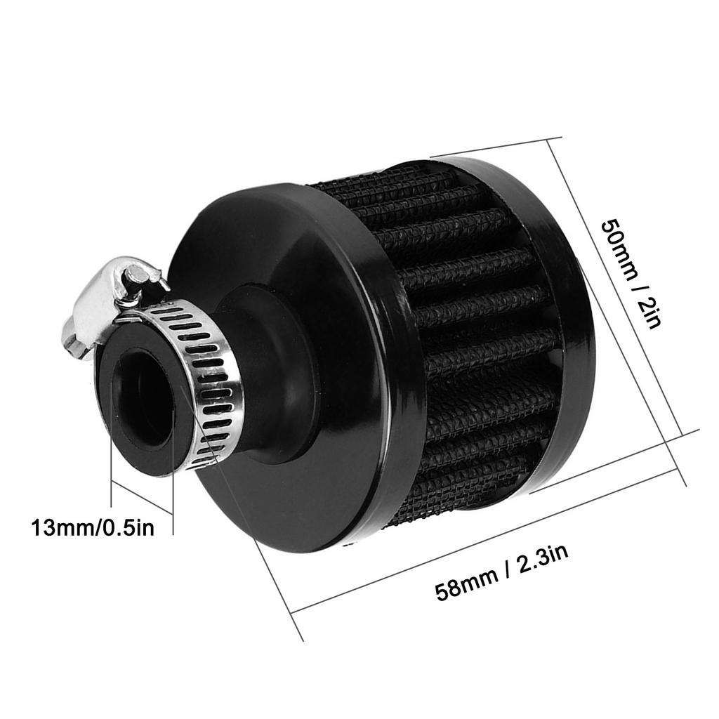 13mm/0.5in Mini Air Intake Filter Vent Crankcase Breather Universal Car Accessory Noire