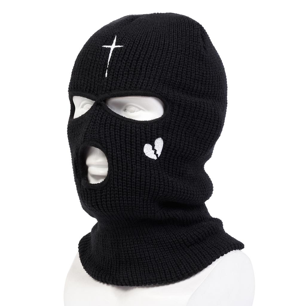 Water Droplet Cross Broken Heart Balaclava Cap Unisex Outdoor Warm Hat Men Hip Hop Caps Casual Cap