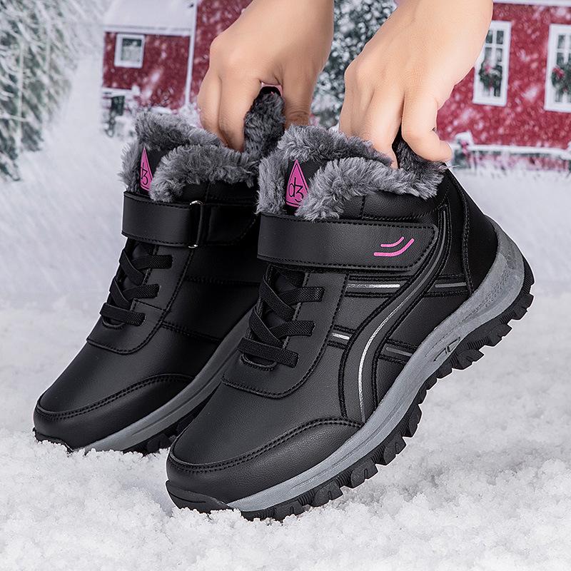 

Пожилые хлопковые туфли 2025 новые мужские и женские бархатные утолщенные теплые кожаные водонепроницаемые и нескользящие туфли для мам 38