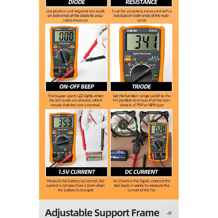 ANENG DM850 Automatic Digital Multimeter Professional Multimetro AC/DC Votage Tester 1999 Counts Ohm Ammeter Electric Tools