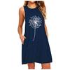 Women's Casual Sleeveless Print A-Line Dress with Pockets Summer Loose Fit Tank Dress for Beach, Party, or Daily Wear