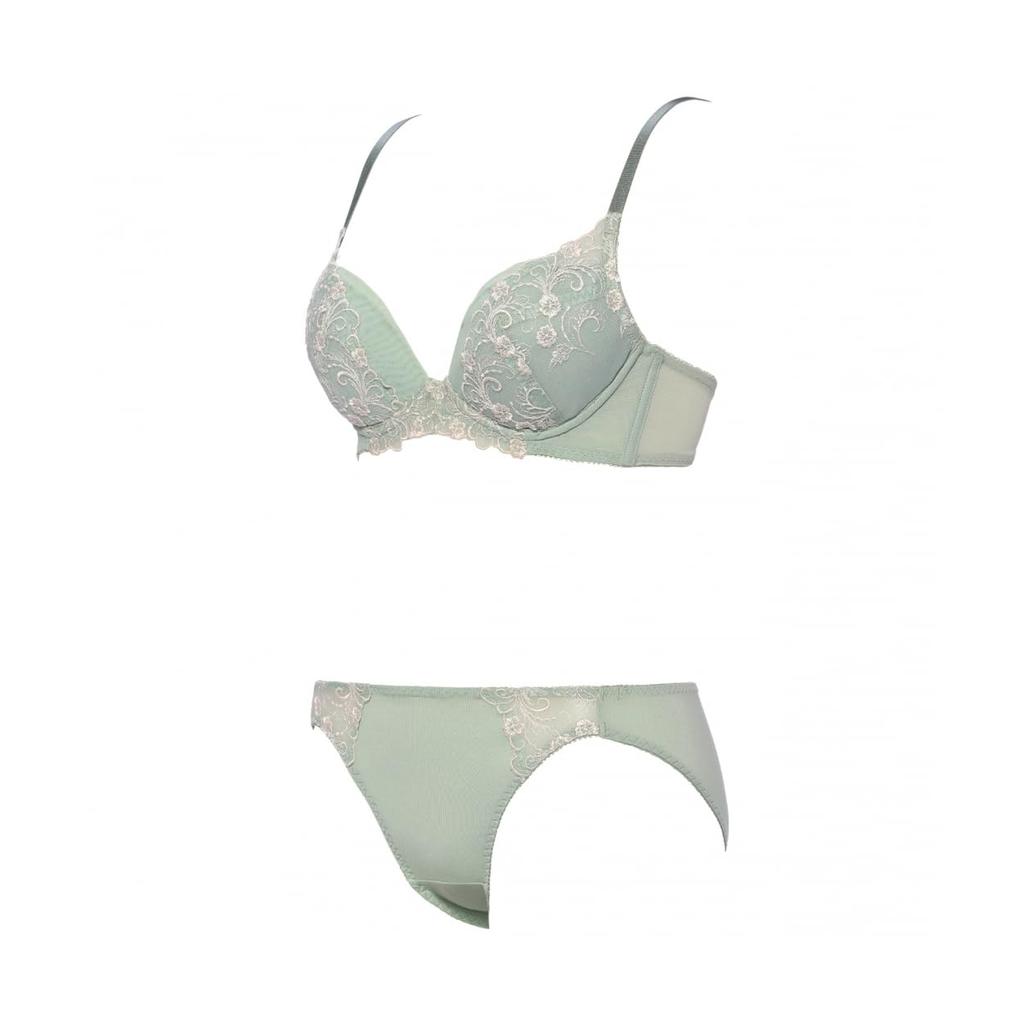 AMOSTYLE Daily Bra Panty Classic M021 Size D70M Push-Up & Set, Flower, (Purple),