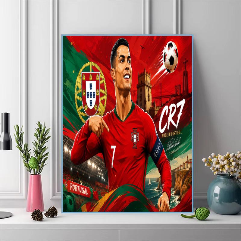 Cr7 Portugal Football Legend 100% Round Full Drill 5D DIY Diamond Painting Embroidery Cross Stitch Rhinestone Decor
