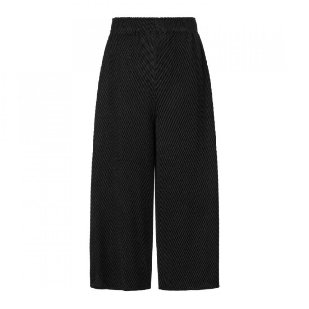 Pleats Me Oblique Waffle 7 8 Cropped Wide Leg Pants Ppptm025016