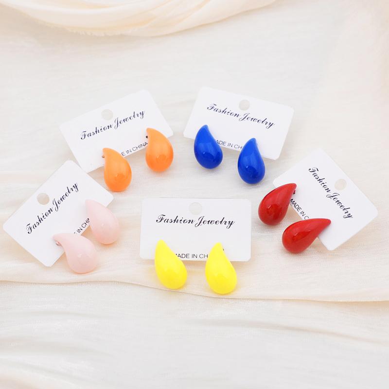 New Stylish Women's Stud Earrings Red Orange Enamel Small Water Drop Earrings for Female Lovely Cute Earrings aretes de mujer