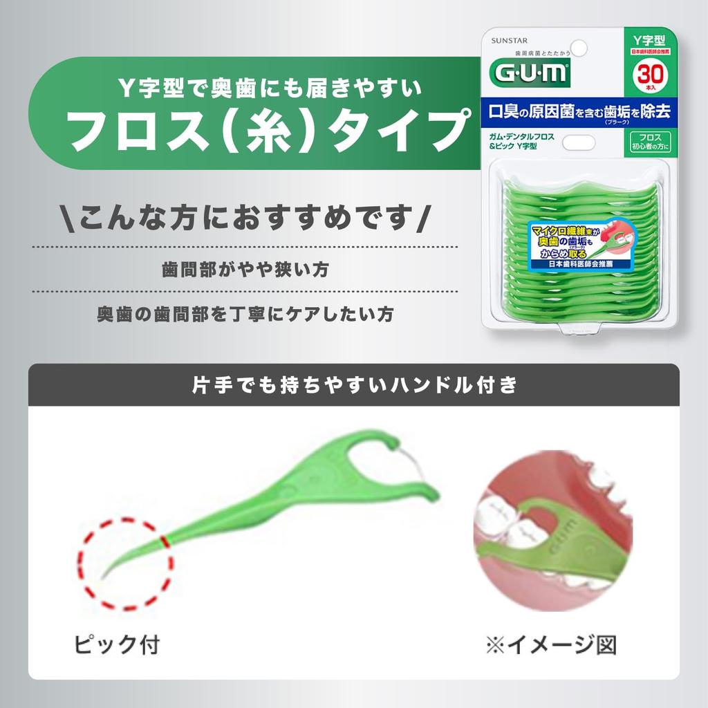 GUM Dental Floss Threaded Toothpicks for Interdental 30 Pieces X 3 Packs Bonus & Picks, Y-Shaped, Care, +