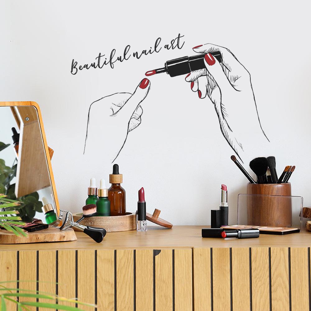 Simple Sketches with Nail Polish on Both Hands for Bedroom Dressing Room Decoration and Beautification Wall Stickers