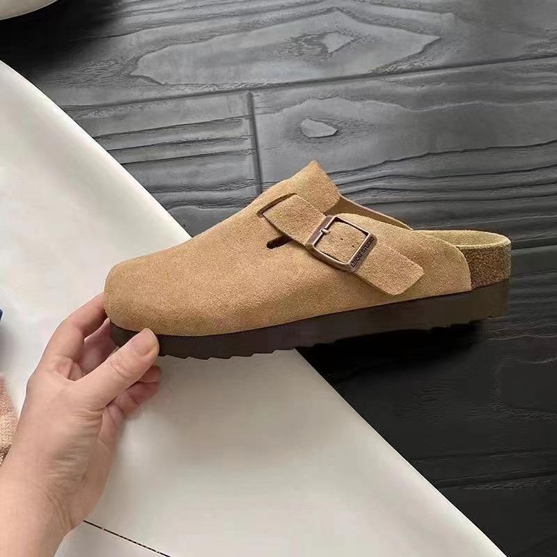 Summer New Thick-bottomed Versatile Baotou Half-drag Retro Lazy One-pedal Slippers Woman