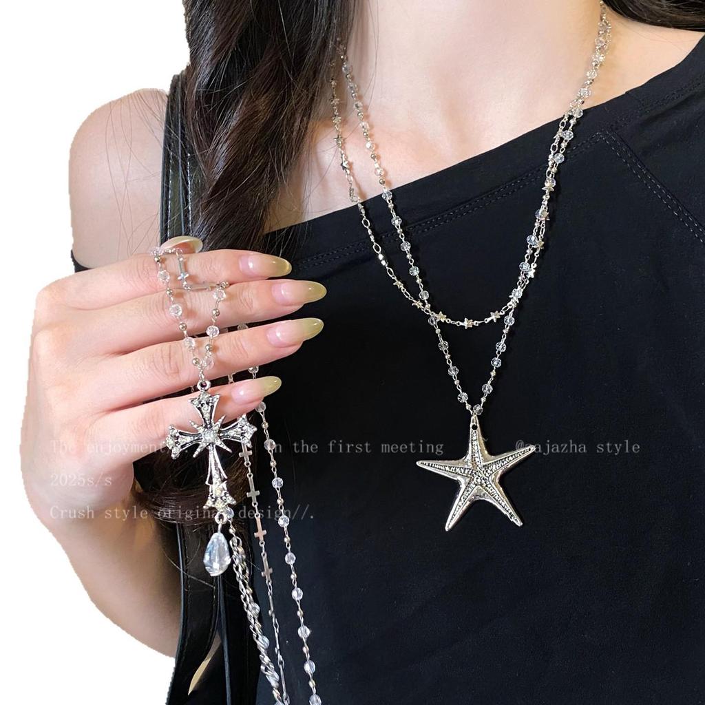 Starfish Layered Pendant Necklace - Seaside Style for Women