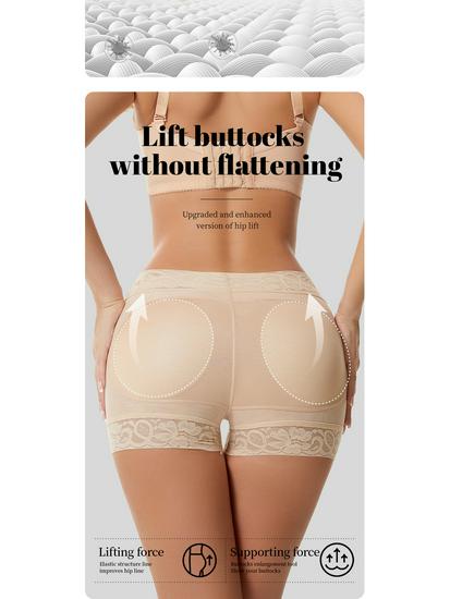 Women's Hip-Lifting Shaping Pants with Insert Pads and Lace Trim
