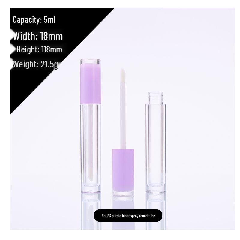 In Stock: 5ml Round Transparent Lip Gloss Tube, Spray Inner, Lip Glaze Empty Bottle, Lipstick Tube