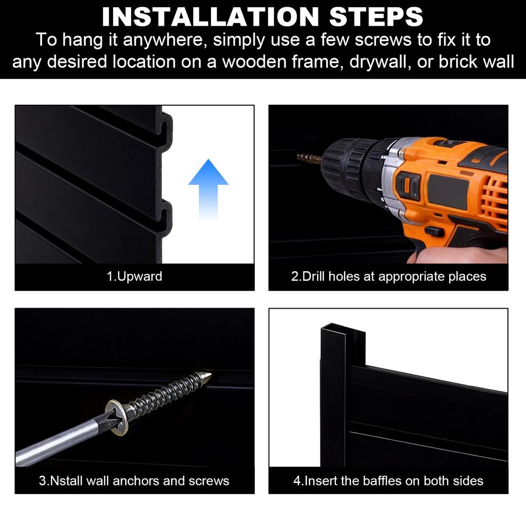 2 Pack Garage Wall Organizer 4 X 8ft PVC Slatwall Panel High Load Capacity for Woodworking Workshop Craft Room Organization