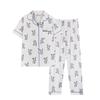 Pajamas Female Cartoon Full Of Printed Rabbit Short-Sleeved Trousers Lazy House Summer Cardigan Loungewear Can Be Worn Outside