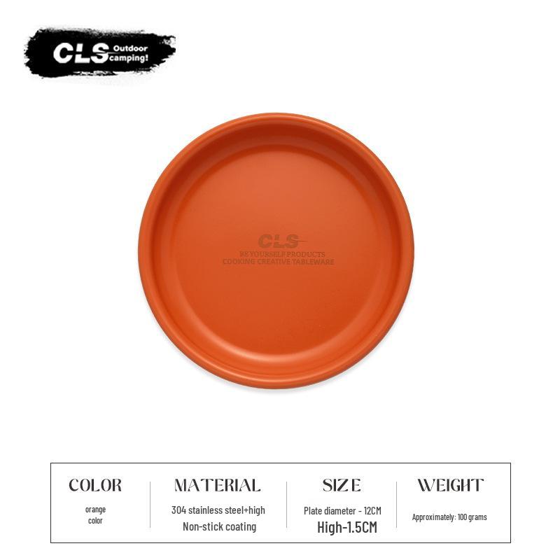 

CLS Outdoor Stainless Steel Dip Dish: Compact, Durable Tableware for Camping & Picnics, Perfect for Sauces & Kids Meals Single Dish φ12cm, Height 1.5cm