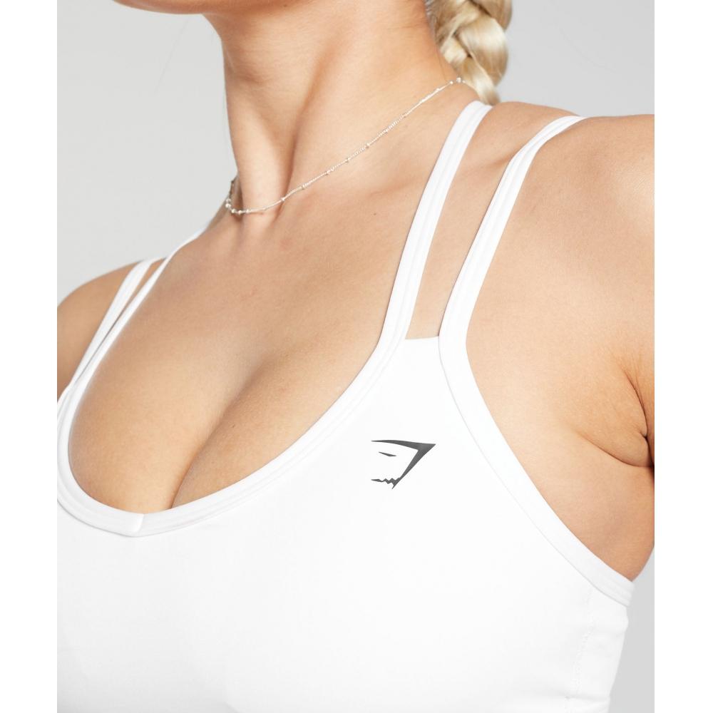 Gymshark Strap Feature Sports Bra White B8a6a Wb57