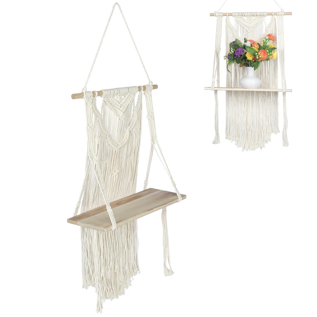 Handgestrickter Wandbehang Regal Organizer Seil Pflanzenampel für Heimdekoration(40x70cm )
