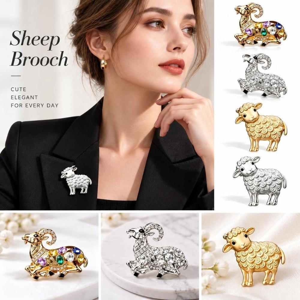 Inlaid Sheep Brooch Alloy Cardigan Clip Gifts Lapel Pin  for Women