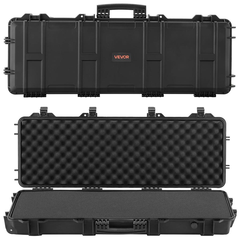 VEVOR Hard Rifle Case, Lockable Rifle Case with Pre-cut Foams, 108.9 Cm Gun Storage with Wheels