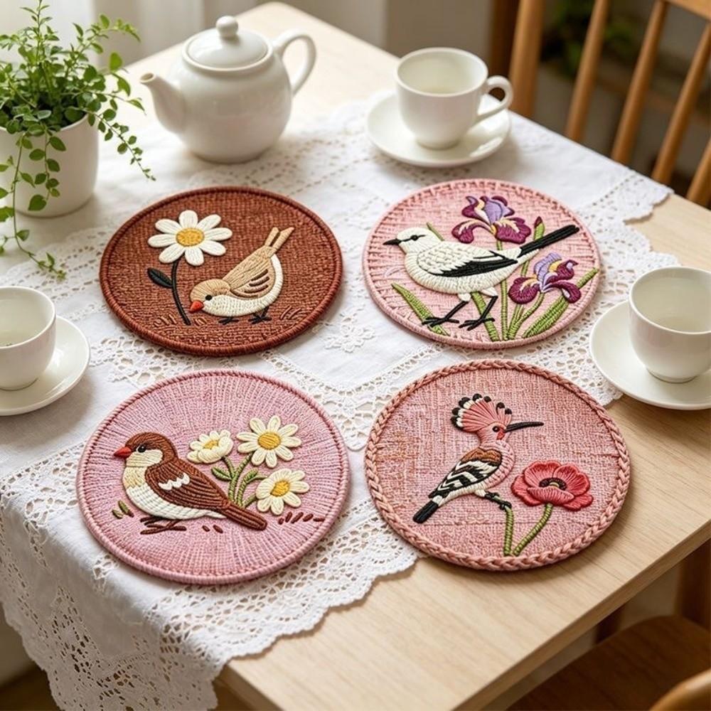 Flower and Bird Print Pot Holder Anti Slip Dining Table Protector Dining Table