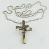 Men Stainless Steel Prayer Cross Ring Pendant Ball Chain Punk Necklace Jewelry
