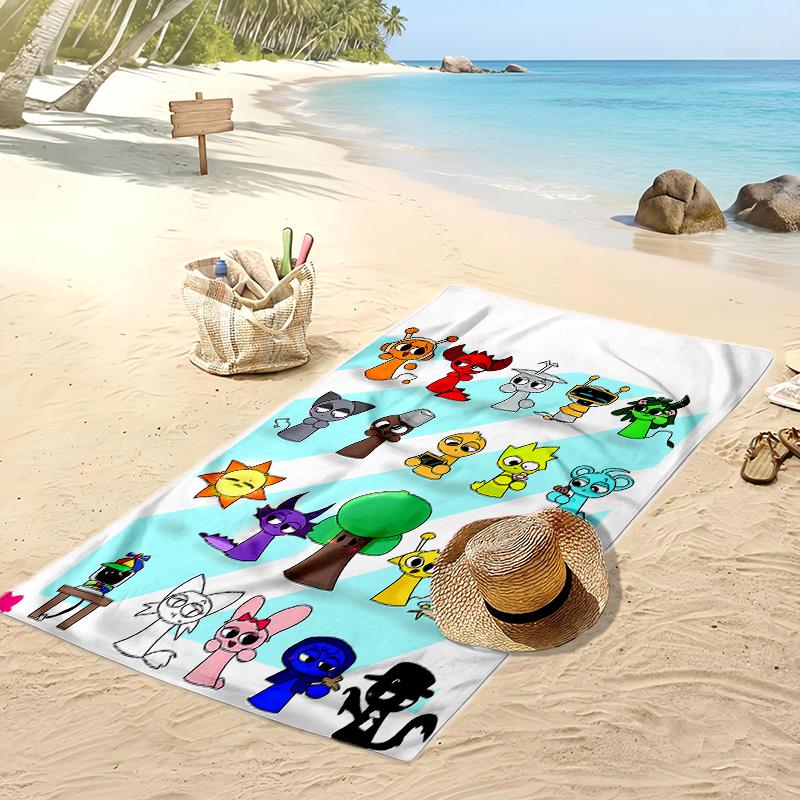 Sprunki song Bedrucktes Schnelltrocknendes Strandtuch Super Saugfähiges Weiches Leichtes Badetuch für Pool Sommerreisen