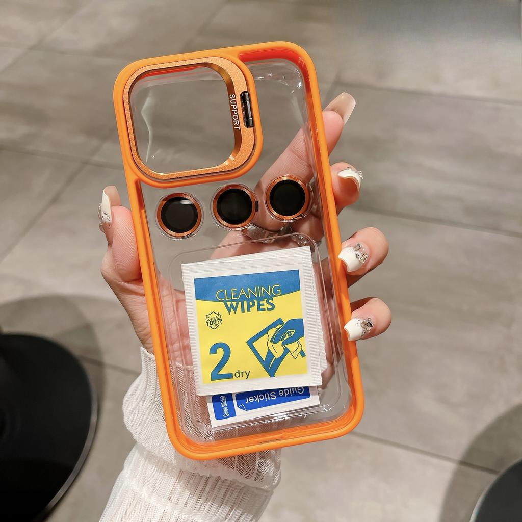 Applicable To IPhone15 Promax Mobile Phone Case Anti-fall Lens Film Apple 16 Protective Case 14 Invisible Bracket
