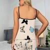 Skin Friendly and Comfortable Loose Fitting Nightgown Women 2024 Summer U-Neck Plus Size Butterfly Print Sleeveless Sleep Dress