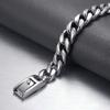Men‘s Stainless Steel Cuban Link Chain Bracelet Wristband for Men Classical Jewelry Bracelets with Spring Clasp Waterproof 11MM