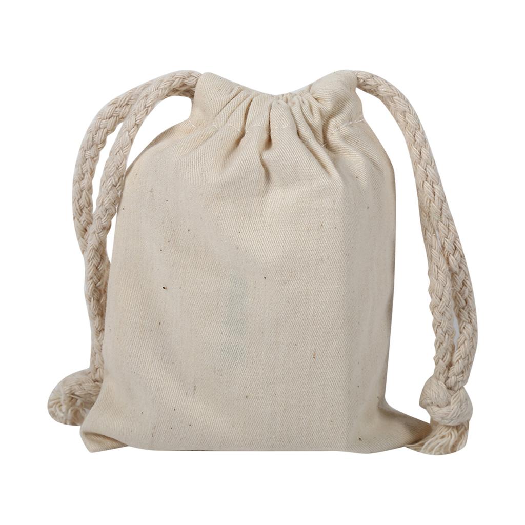 Household Plain Cotton Drawstring Storage Laundry Sack Stuff Bag for Travel Home Use