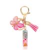 Pink Epoxy Letter Keychain with Sequin Butterfly & Tassel Charm
