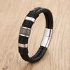 Men's Double Layer Titanium Steel & Genuine Leather Bracelet with Magnetic Buckle