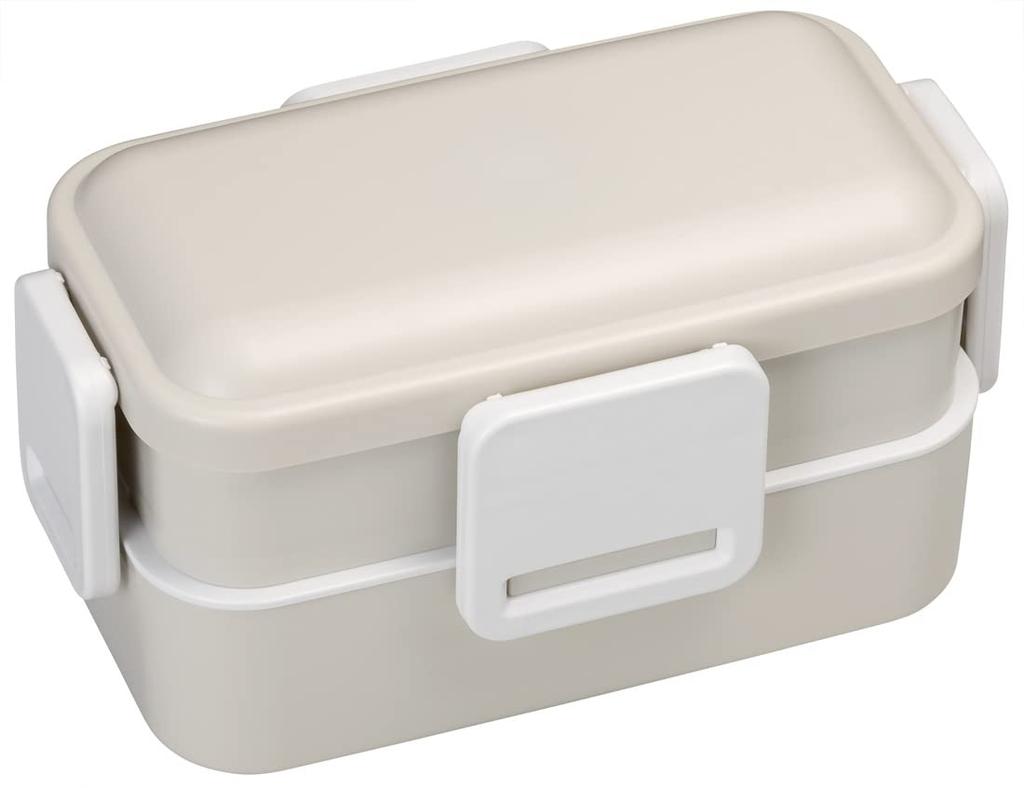 Skater Antibacterial Lunch Dull Made in Japan Soft-Serving Dome-Shaped Lid, Two-Tier Box, 600ml, Gray, (PFLW4AG-A)