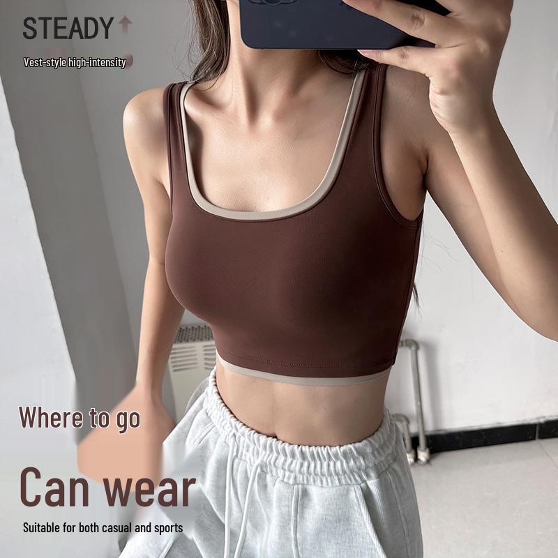 

Women s High-Support Colorblock Yoga Tank & Sports Bra Medium хаки
