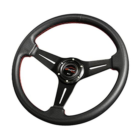 

Steering wheel 35mm N punched PVC with red stitching (N35P)