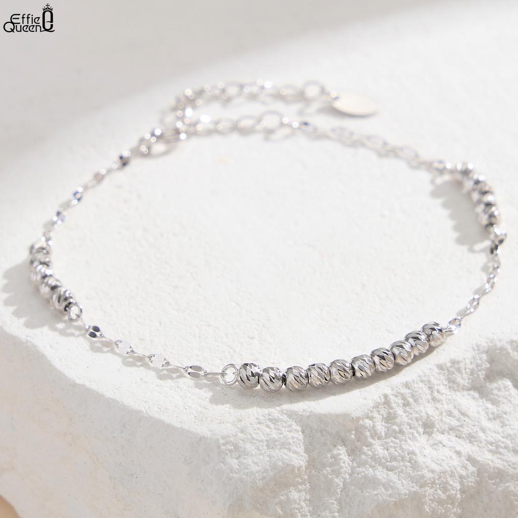 EFFIE QUEEN Elegantes 925 Sterling Silber Charm-Kugel Perlenkettenarmband 3mm Perlen Verlobungsparty Schmuck Zubehör APB11