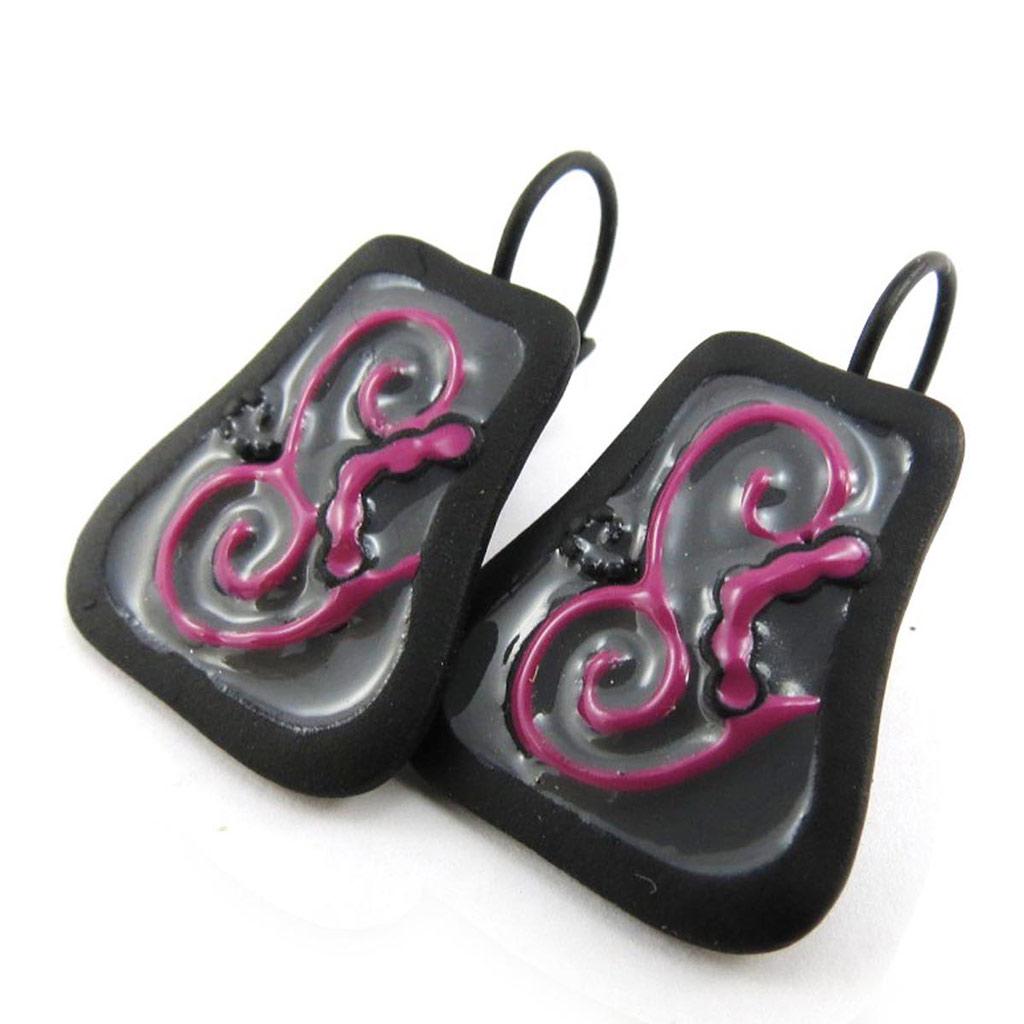 NOA [J4173] - Ohrhänger Designer 'Arabesken' rosa grau