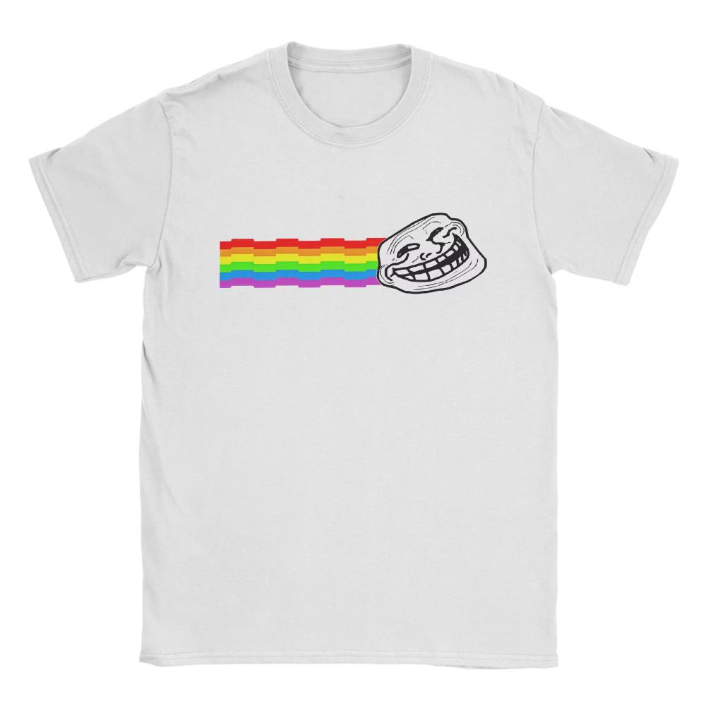 Divertenti T-shirt Meme Faccia di Troll Arcobaleno Divertenti per Uomo Donna Girocollo Cotone Magliette Fumetto Umorismo Maniche Corte T-shirt Taglie Forti Top