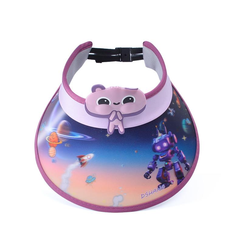 1103 cartoon cute 3D big eaves with fan children's hat boys and girls summer outdoor sunshade sun protection empty top hat