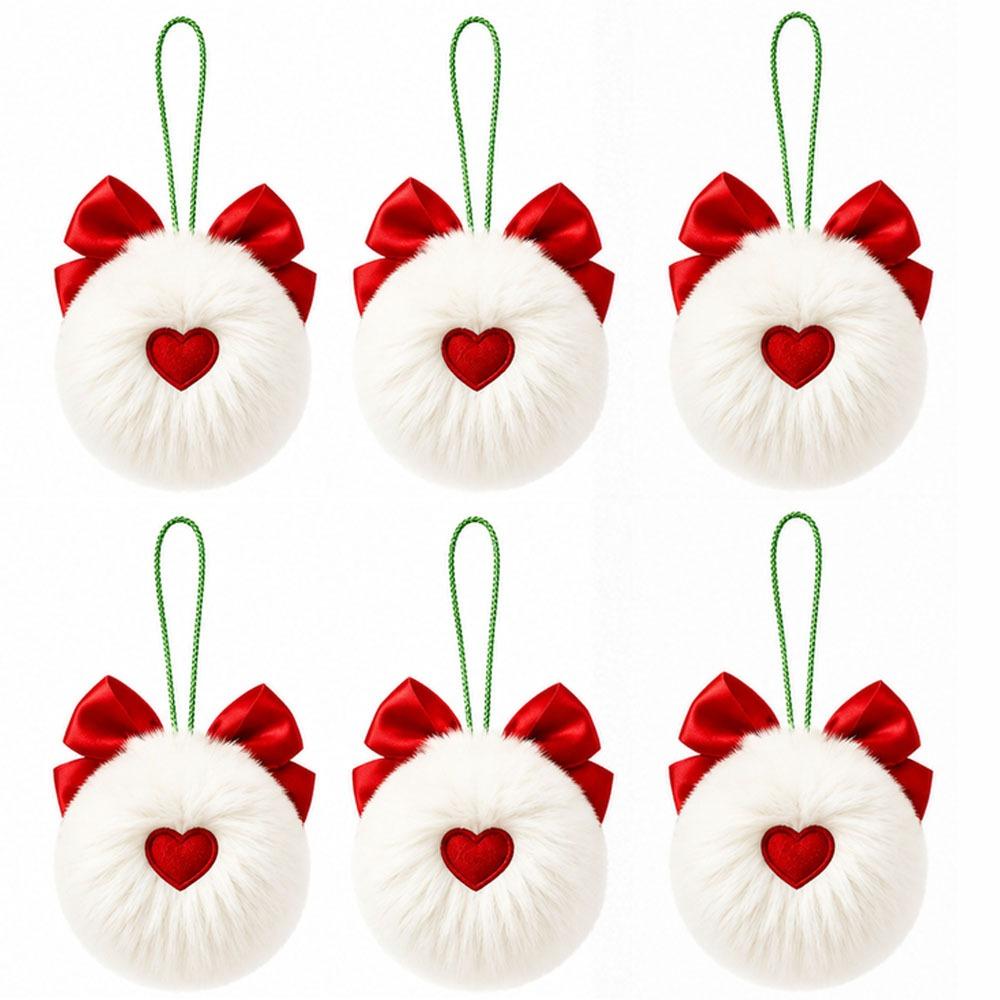 6PCS Plush Fabric Christmas Tree Hanging Ornament Plush Balls Xmas Tree Decor Holiday Party Decor