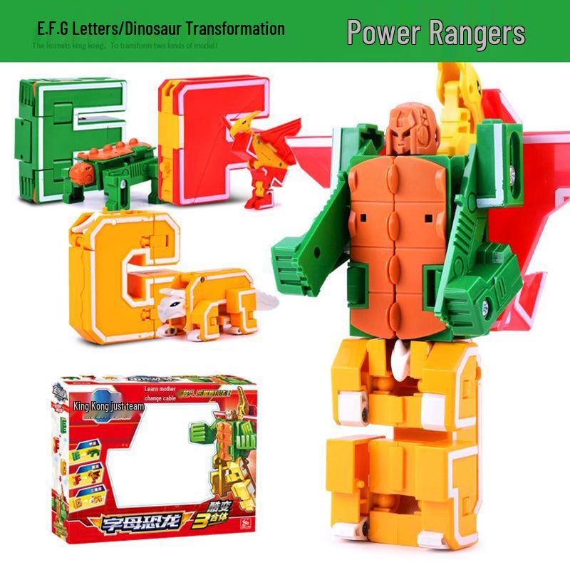 Power Rangers Alphabet & Number Transforming Robot Building Blocks Toy Set for Kids