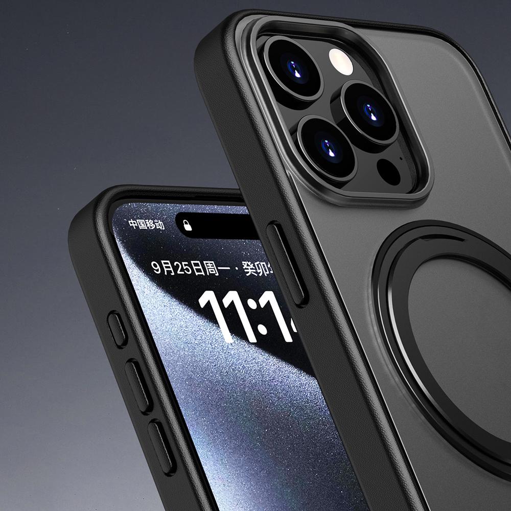 For iPhone 15 Pro Case Compatible with MagSafe PC+TPU Phone Cover Kickstand