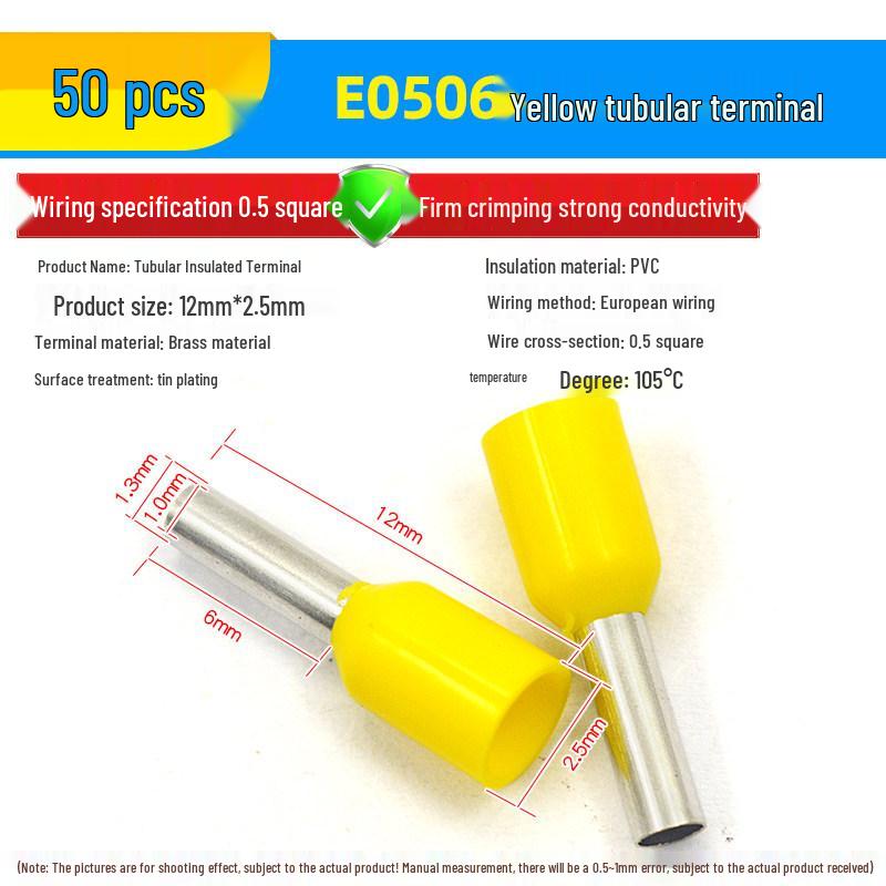 European Tubular Wire Connectors: VE0508, 7508, 1008, 1508, 2508 Pin Terminals