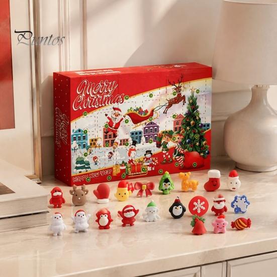 Holiday Advent Calendar Merry Christmas Calendar, with 24 Stress Relief Squeeze Toys, Toys Days Xmas Countdown Box, Party Gift To