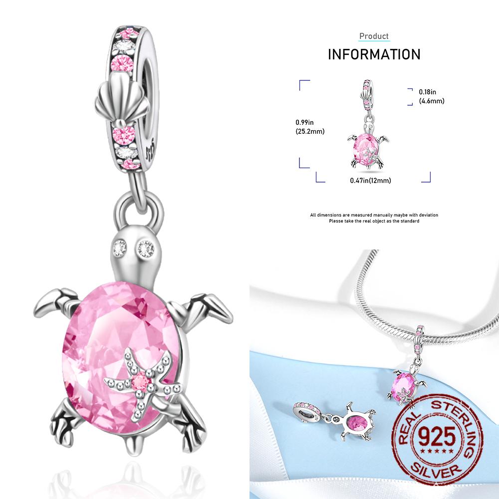 Copper Ocean Turtle Twelve Month Birthstone Charms Beads Pendant Fit Original Bracelet For Women Jewelry