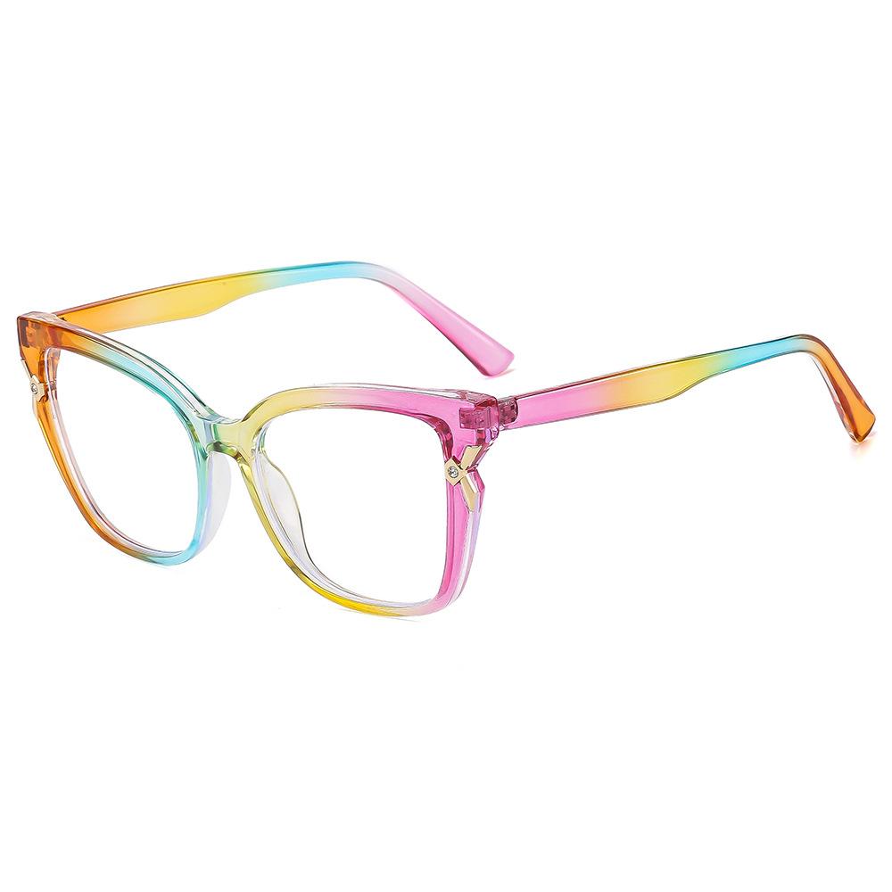 New Cat's Eye Fashion Glasses Frame, European and American Personalized Color Matching Anti-blue Light Frames, Large Frame Glasses for Women