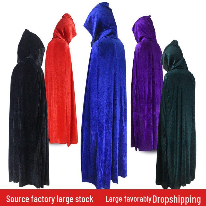 

Velvet Halloween Cape Costume for Adults & Kids: Grim Reaper, Vampire, Witch, Wizard