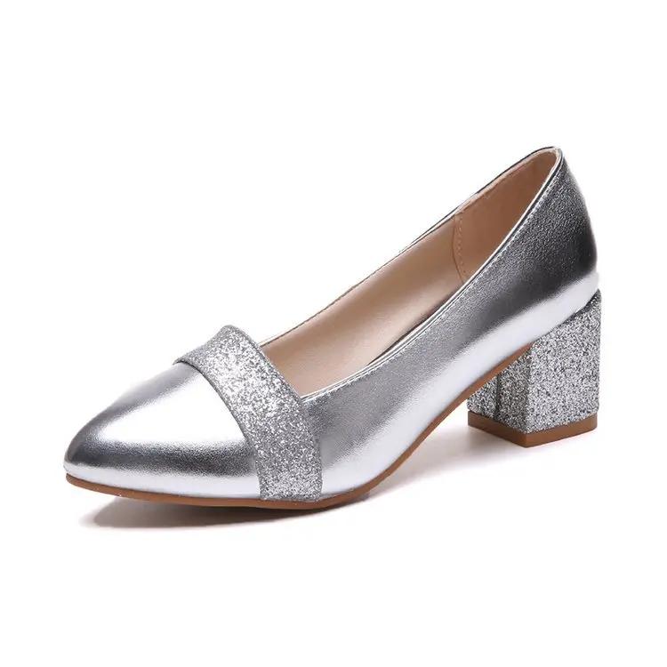 Mode Damen Pumps Süßer Stil Quadratischer Hoher Absatz Sandalen Pailletten Spitzschuh Frühling und Herbst Elegant Flach Damen Schuhe