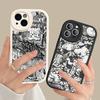 Coole Schwarze Graffiti Handyhülle Hartleder Für iPhone 16 15 14 13 12 Mini 11 14 Pro Max Xs X Xr 7 8 Plus Fundas