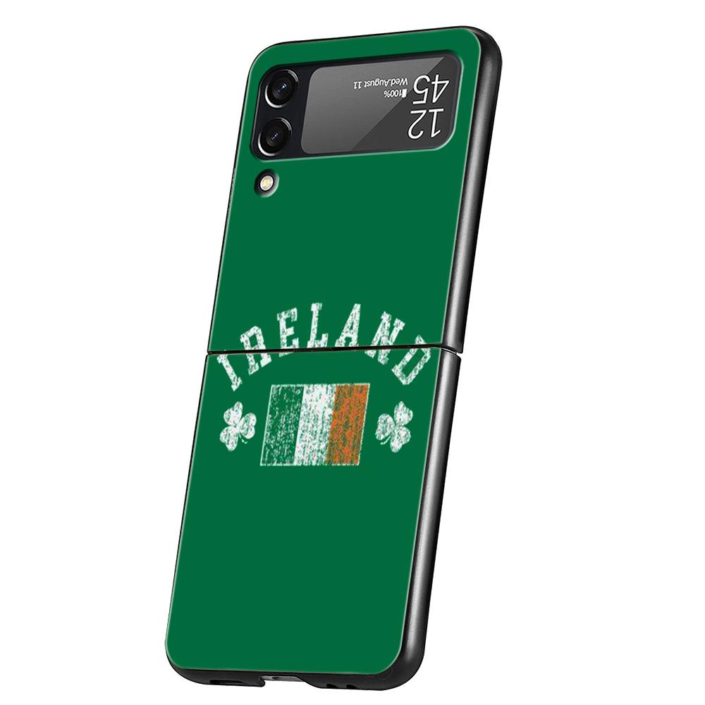 Ireland Flag Phone Case For Samsung Galaxy Z Flip 3 4 5 6 7 Hard Black Folding PC For Samsung Z Flip3 Flip4 Flip5 Cover